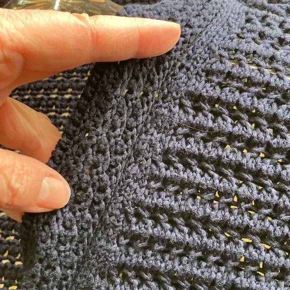 Talbots Navy Open-Knit V-Neck Button Front Cardigan - Picture 5 of 9